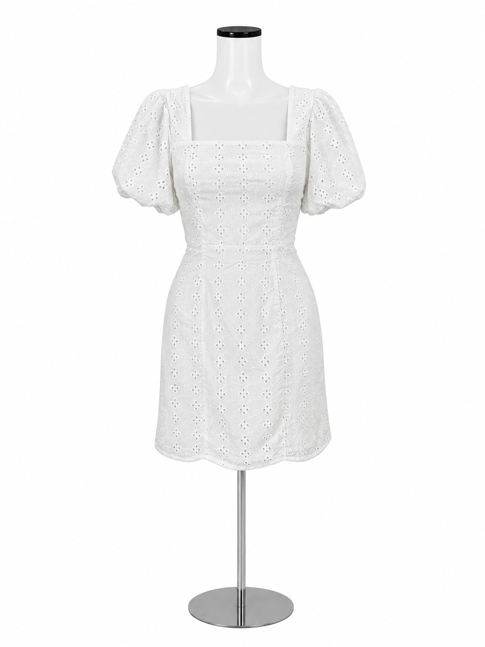 Midnight Doll Mara White Eyelet Puff Sleeve Mini Dress XS